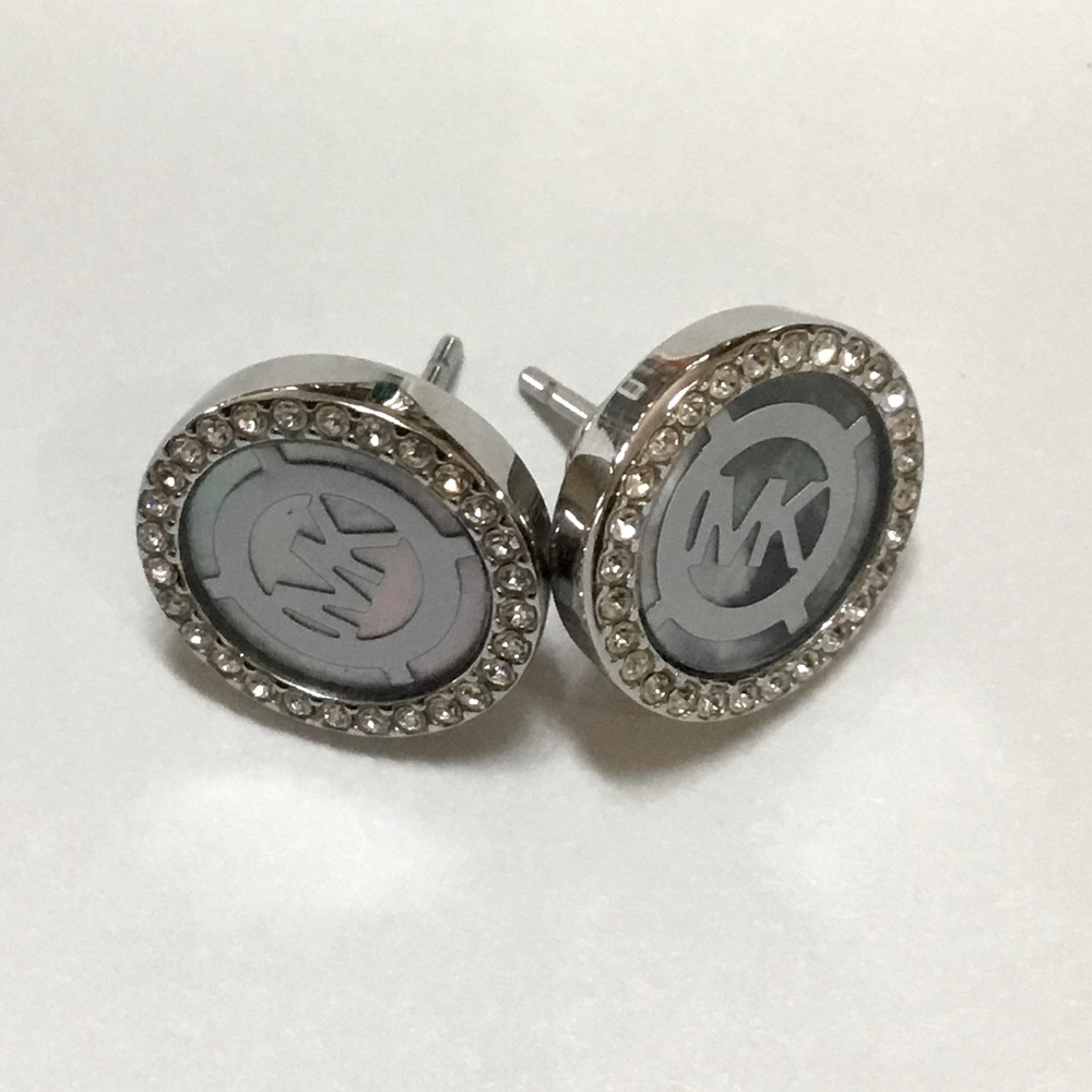 🌷SALE $29 Michael Kors Mother-Of-Pearl Rhodium Plated Rhinestone Earrings